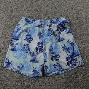 Huk Shorts Mens L Blue Hawaiian Drawstring Performance Fishing Board Swim Trunks